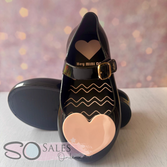 Black Heart Jelly Shoes