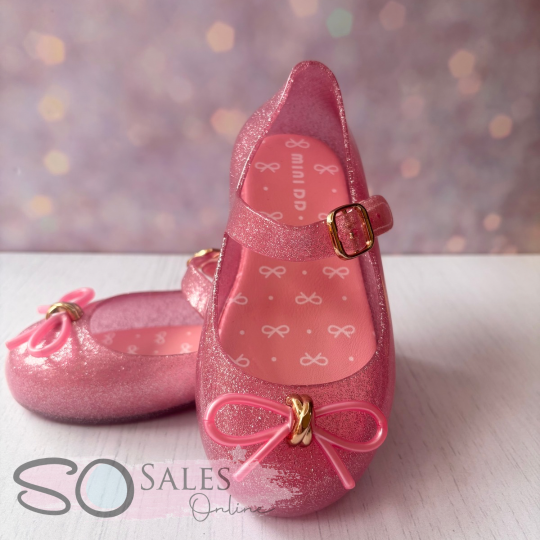Pink glitter jelly shoes