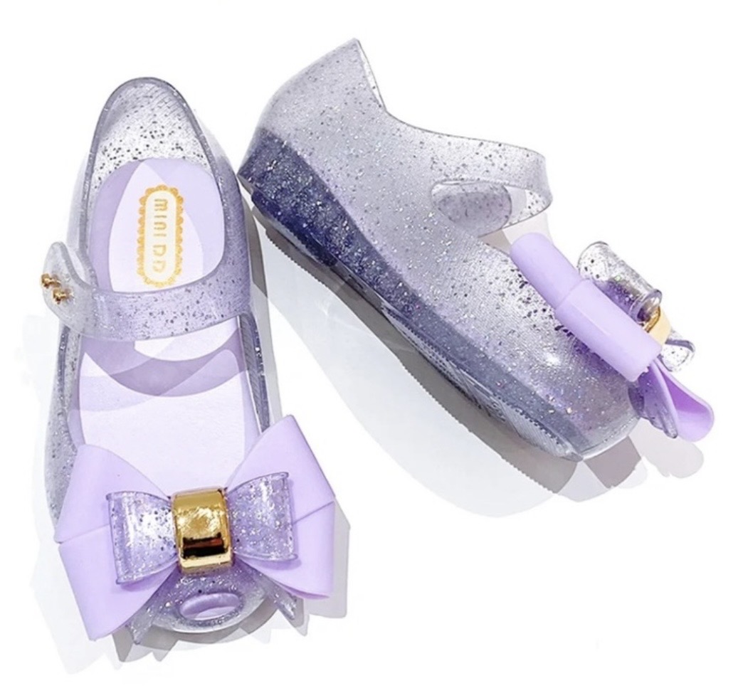 Sparkly Lilac Bow Jelly Shoes